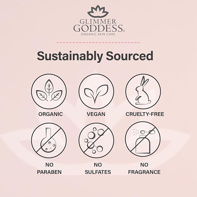 GLIMMER GODDESS Organic Whipped Body Butter for Women - Moisturizer Cream with Shea & Cocoa Butter, Almonds & Coconut Oil - White Ginger & Amber, 8oz
