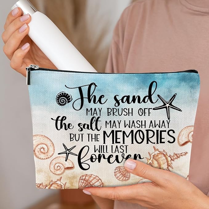 Funny Beach Gifts for Women Cosmetic Bag Travel Ocean Beach Vacation Essentials for Girls, Bestie, Mom, Summer Beaches Lover Makeup Bag Girls Trip Gifts Favors Stuff Birthday Christmas Graduation