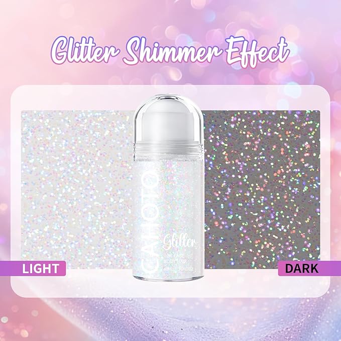 Dazzle Rolling Glitter for Face Body & Hair, Sparkling Holographic Chunky Shimmer, Roll-on Sequins for Singer Concert Rave Festival Halloween Party Carnival, 1.35fl.oz