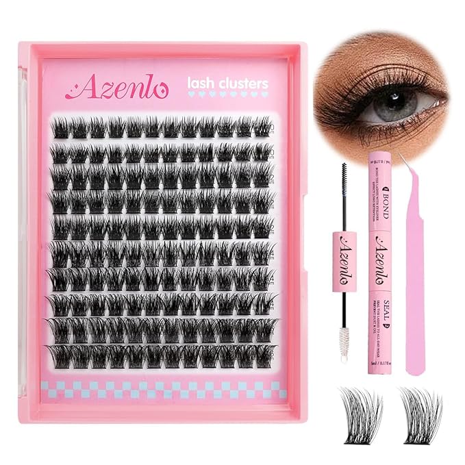 Natural Lash Clusters Kit Wispy Eyelash Clusters 120 pcs Cluster Eyelash Extensions C Curl Individual Lashes 10-16 mm Mix Length Natural Look (Natural A50 KIT 120 Pcs)