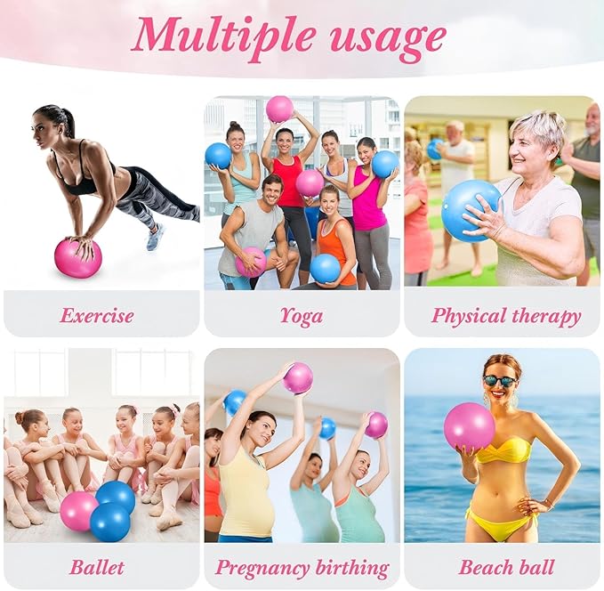 Aoriher 10 Pcs Small Exercise Pilates Ball 9 Inch Mini Yoga Balls Anti Burst and Slip for Stability, Fitness, Physical Therapy, Stretching & Core Strength Workout at Home Gym Office