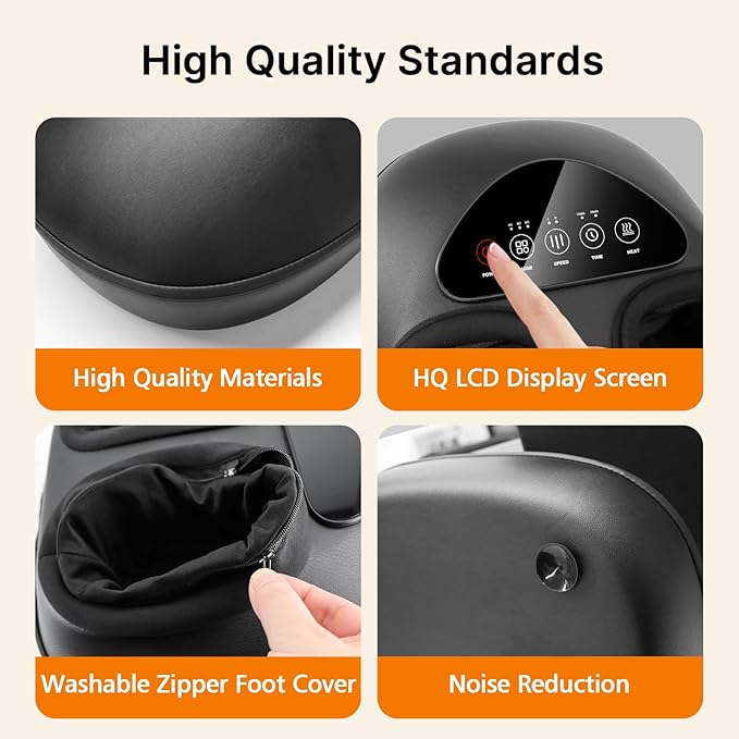 Shiatsu Foot Massager with Heat, Deep Kneading & Gentle Air Compression for Foot Wellness and Relaxation, Feet Massager, Electric Foot Massager Machine - Gifts for Women Men, Fits Size 13