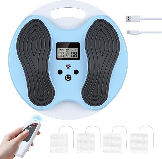 FSA EMS Foot Massager-Nerve Muscle Circulation Stimulator for Neuropathy,NMES Electric Feet Massager for Plantar Fasciitis & Foot Pain - 12 Modes, 20 Intensities,with 4 TENS Muscle Stimulator Pads