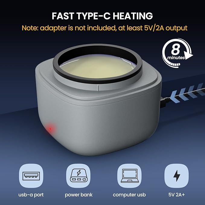 Nose Wax Kit Men, Mini Wax Warmer for Hair Removal, Mini Wax Kit for Noes and Ear, 100g Wax Beads, 40 Sticks, USB Fast Heat, Smart Constant Temp, Upgraded Size, Multi-Accessories, Gray
