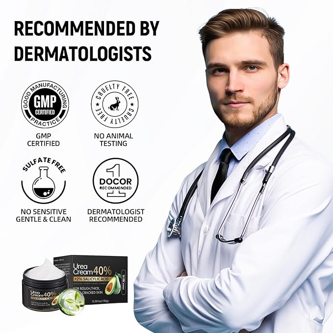 Urea Cream 40 Percent for Feet Maximum Strength Plus Salicylic Acid 2%,Foot Cream for Dry Cracked Heels Feet Hands, Foot Callus Remover Gel,Urea Foot Repair Lotion,Health Care for Women&Men,150g
