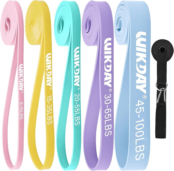 Resistance Bands, Pull Up Bands, Workout Bands for Exercise, Thick Heavy Resistance Band Set with Door Anchor, Elastic Bands for Body Stretching, Crossfit Training at Home/Gym Men & Women Women