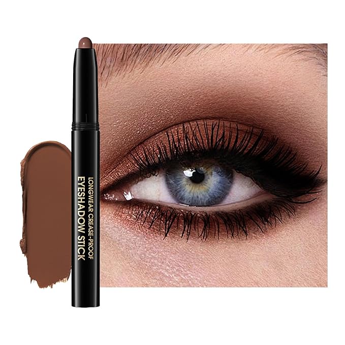 Chifure Eyeshadow Stick, Shimmer and Matte Cream Eye Shadow Brightener Sticks Eyeliner Pencil Crayon, Waterproof Long Lasting Eye Highlighter Stick Makeup,0.056 Oz(#2-Pecan)