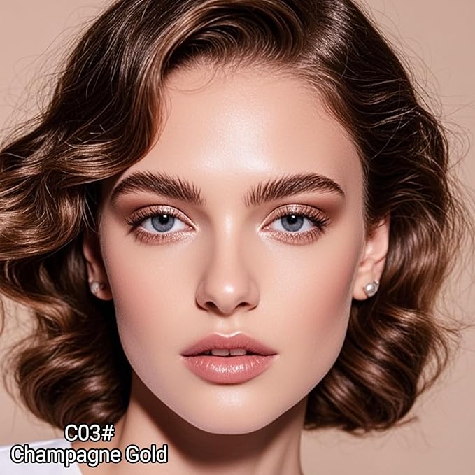 Erinde Waterproof Cream Eyeshadow Stick, Champagne Gold Shimmer Eye Shadow Sticks, Cream to Powder Eyeshadow Crayon, Buildable & Blendable Long-Lasting Eye Shadow Stick, Vegan & Cruelty-Free, C03