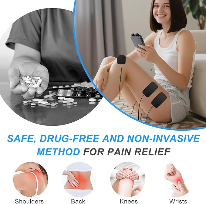 TENS EMS Unit Muscle Stimulator for Pain Relief Therapy - 4 in 1 TENS & EMS & Relax & Custom Frequency+Pulse - Muscle Massager 36 Modes 20 Intensity, Memory & Favorites Function, 3.8" Color Display