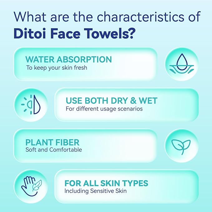 Ditoi Disposable Face Towels,Ultra Thick Face Towelettes XL, Lint-Free Cotton Facial Cloths for Makeup Removal,10"×12", 300 Count (6 Pack)