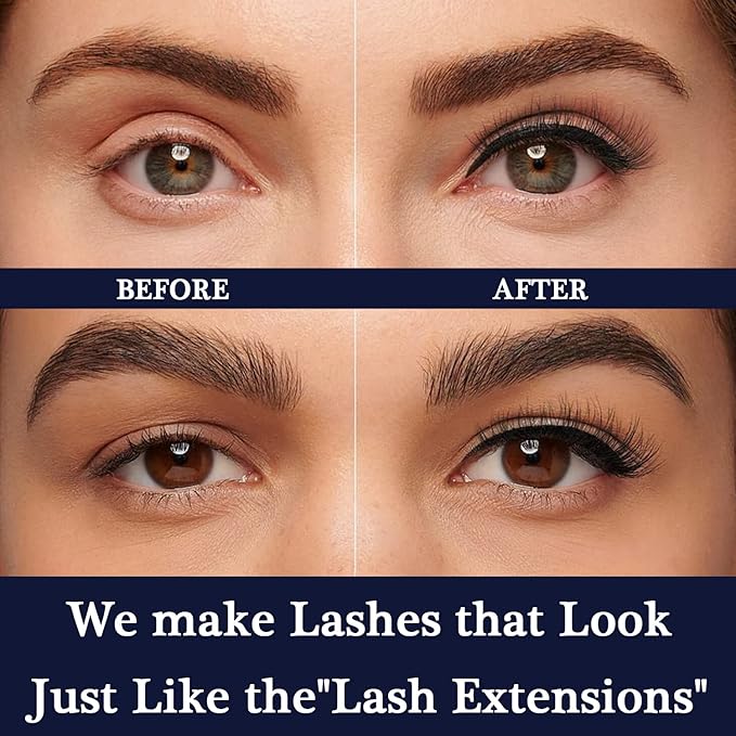 Magnetic Eyelashes Magnetic Lashes Natural Look with Eyeliner,10 Pairs Reusable Full Volume Cat Eye Magnetic Eye Lash kit with Applicator - Upgraded Long Lasting,- Easy Magnetized Eyelashes