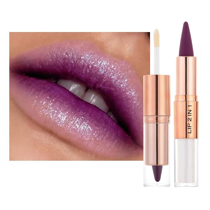 Clear Gloss and Lip Liner Matte Lipstick Lip Combo, Lip Combo Sets for Black Women,2-In-1 Matte Lip Kits , Long Lasting Lipstick Waterproof Lip Combo Set,Lip Kit with Lip Liner and Gloss Makeup #4 | moisturizing Clear