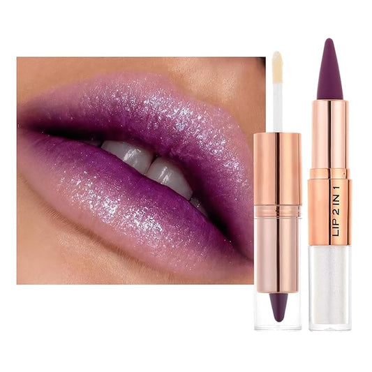 Clear Gloss and Lip Liner Matte Lipstick Lip Combo, Lip Combo Sets for Black Women,2-In-1 Matte Lip Kits , Long Lasting Lipstick Waterproof Lip Combo Set,Lip Kit with Lip Liner and Gloss Makeup #4 | moisturizing Clear