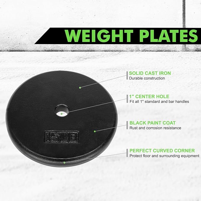 A2ZCARE 1 inch Weight Plates Set 1.25 lbs 20 lbs, 1 inch, 1 inch