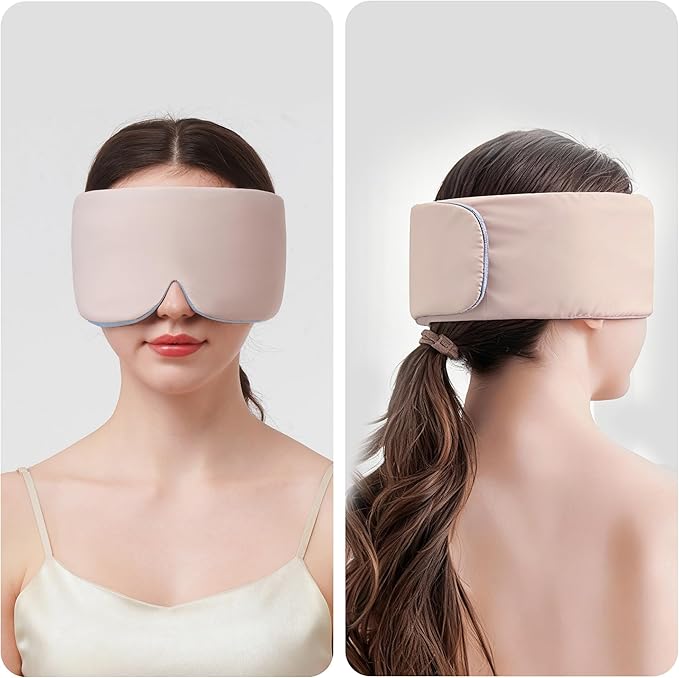 Sleep Mask,Eye Mask for Sleeping,Ultra Soft Comfortable Blackout Eye Cover for Women Men,Soft Pressure-Free Design for Side Sleepers, Home, Travel, Office, Napping (Pink)