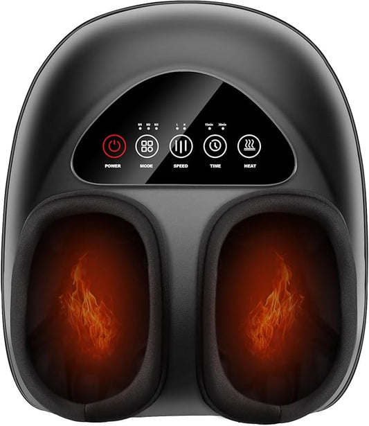 Shiatsu Foot Massager with Heat, Deep Kneading & Gentle Air Compression for Foot Wellness and Relaxation, Feet Massager, Electric Foot Massager Machine - Gifts for Women Men, Fits Size 13