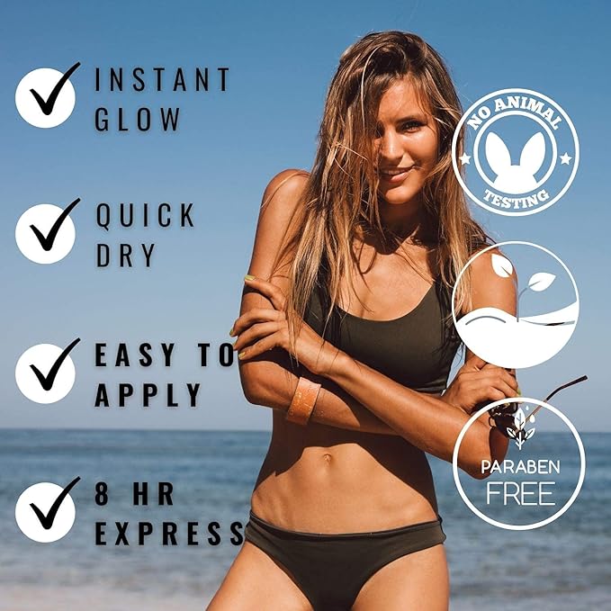Sun Laboratories By Giesee Dark Sunsation Self Tanning Lotion 8 oz with Tanning Mitt - Ultra Dark, Organic, Pregnancy Safe, Travel Size Self Tanner, Long Lasting, Natural, Sunless Tanning Lotion Kit