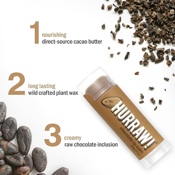 Hurraw! Chocolate Lip Balm, 2 Pack: Palm