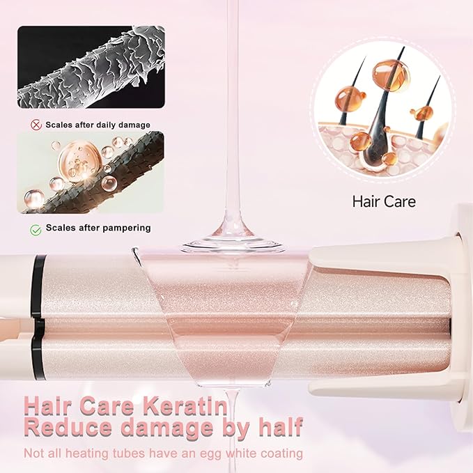 Automatic Curling Iron Rotating – 3-in-1 Self Curling Hair Curler with 3 Barrel Sizes for Loose Waves to Tight Curls, Negative Ion Ceramic, Anti-Tangle & Fast Heating, Safe Styling for All Hair Types