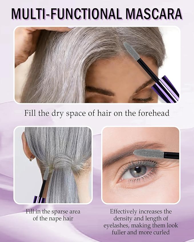 5D Grey Mascara for Eyelashes-1Pcs Longlasting Waterproof Smudge-Proof Colored Cold Gray Mascara Volume and Length, Volumizing Defining Eye Lashes, Women’s Day Eye Makeup Gift for Older Women 60 plus