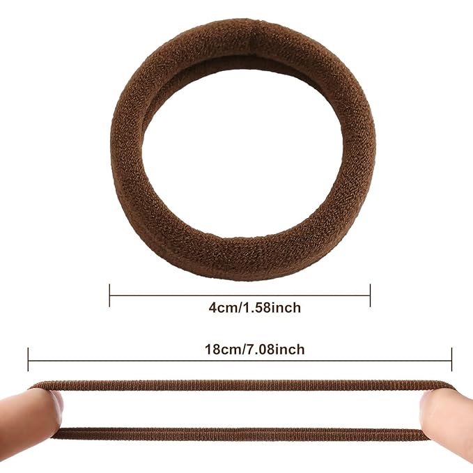 100 Pcs Thick Seamless Hair Ties, Ponytail Holders Hair Accessories No Damage for Thick Hair Valentine's Day Gift(Dark Brown Colors)