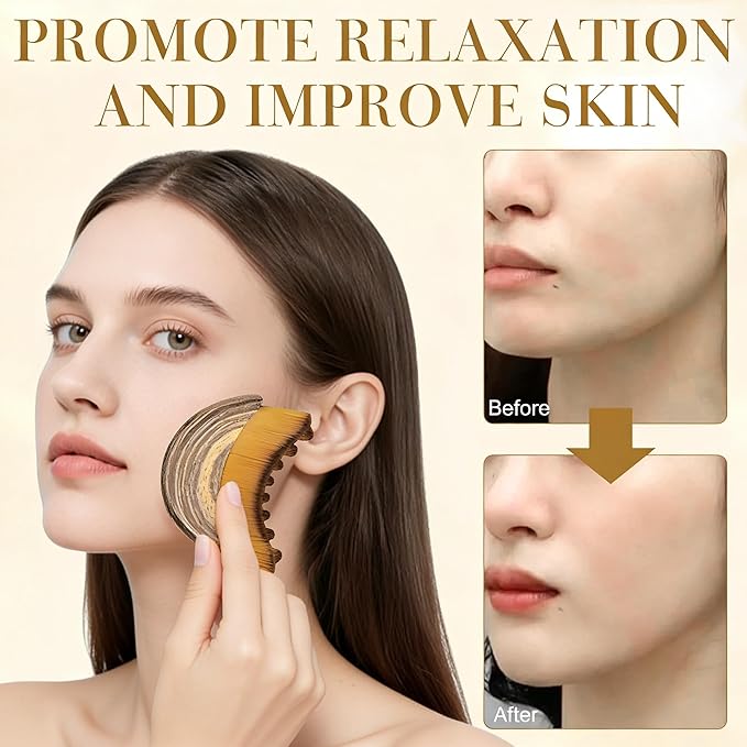 Only Romee 2 PCS Lymphatic Contour Face Brush, Ultra-Soft Facial Dry Brush for Lymphatic Drainage & Jawline Sculpting, Gentle Face Massager Tool for Puffiness Reduction, Skin & Glowing Complexion