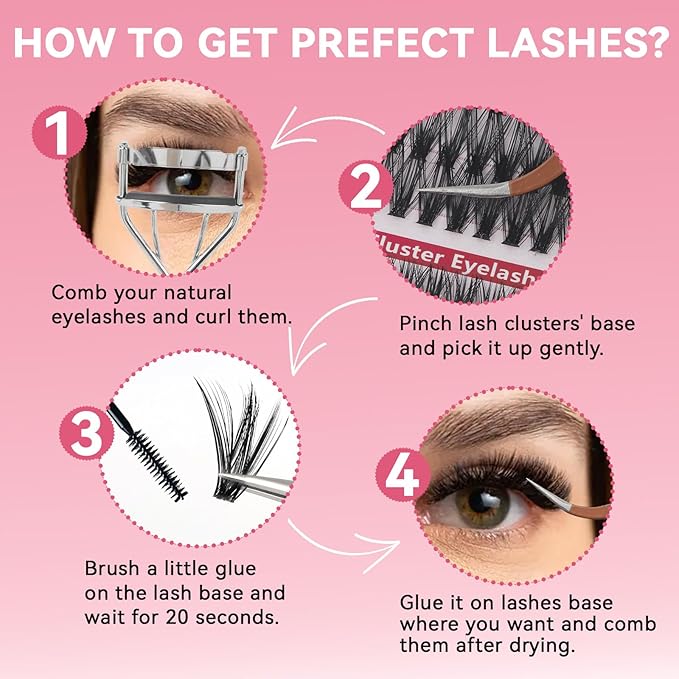 Lash Clusters 300PCS Soft Cluster Eyelash Extended By 10-18mm Wispy Individual Lashes With 40D+50D+60D Volume Eyelash Clusters DIY Homemade Curly Lash Eyelashes