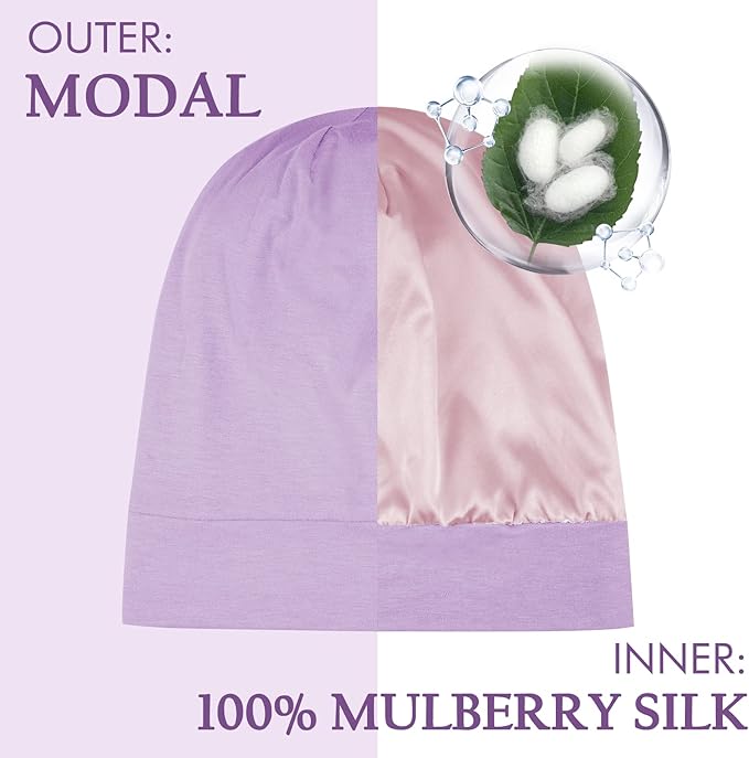 OLESILK Silk Baby Bonnet 6-12 Months: 100% Mulberry Silk & Modal, Anti-Frizz for Curly Hair, Adjustable Fit Growing Toddler