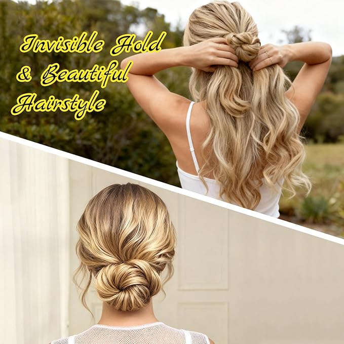 Teenitor 20Pcs Spiral Bobby Pins, Spiral Hair Pins Spin Pins for Hair, Hair Bun Maker, Hair Twist Bobby Pins for Buns Dance Accessories with 10 Hair Ties, Blonde
