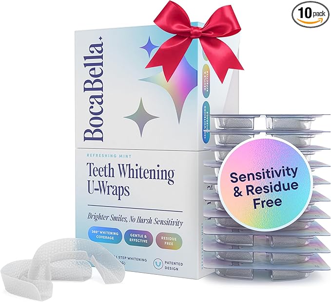 Teeth Whitening U-Wraps – 10 Treatments – 15% Hydrogen Peroxide, Enamel-Safe, No Harsh Sensitivity – Patented Strip Design with Aloe, Calendula & Peppermint – Fast, Even Whitening