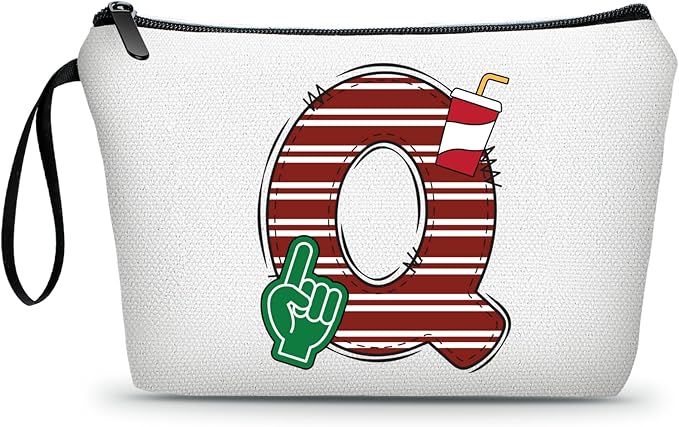 ARIOSEY Football Initial Birthday Graduation Gifts Cosmetic Travel Toiletry Bags Football Accessories Party Favors for Women Girls Daughter Niece Team Coach Friends -Q