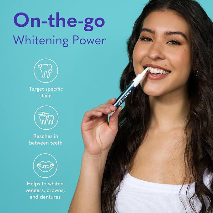 Smileactives Teeth Whitening Pen for White Smile, Fast Tooth Whitener and Stain Remover with Precision Brush Tip, Dental Quality Whitening Gel, Travel Pen, Easy to Use, Vanilla Mint Flavor, 1 Pack