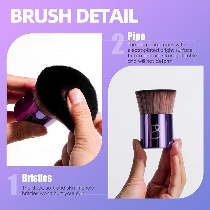 BS-MALL Makeup Brush Set 2 Pcs - Body Kabuki Brush & Self Tanning Brush For Flawless Foundation Application - Professional, Travel-friendly & Multi-purpose Makeup Brushes Daily Use