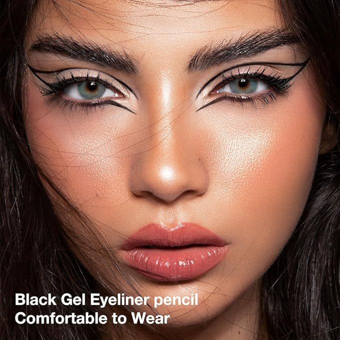 Automatic Black Eyeliner Pencils, 6PCS Eye Liner Shadow Brow Pen for Women – Multi-Use Auto Cream Smooth Matte Blackest Pen, Vegan (ZC)