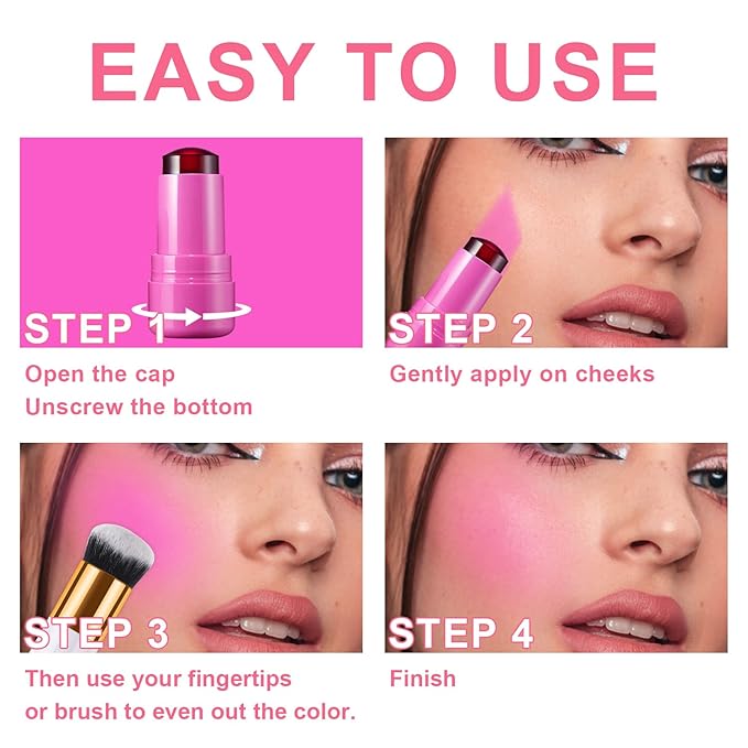 2PCS Cooling Water Jelly Lip Tint/Blush, Jelly Blush Cooling