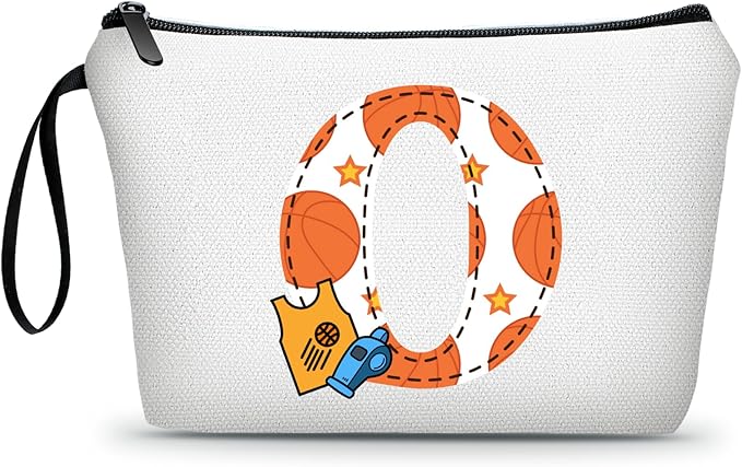 ARIOSEY Basketball Gifts Monogrammed Cosmetic Travel Makeup Bag Basketball Accessories Graduation Birthday Gifts for Girls Coaches Daughters Team Friend Mom Player-O
