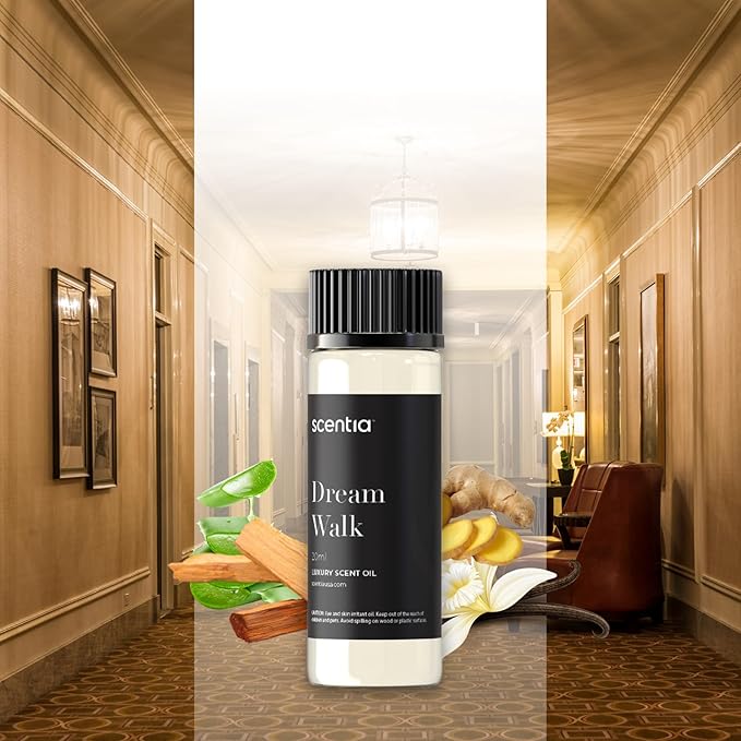 Scentia Diffuser Oil Inspired by We.stin Hotel - 20 ml 0.67 fl oz - Essential Oil Blend White Tea, Cedarwood Notes for Aroma Diffusers and Humidifiers - Dream Walk, Made in USA