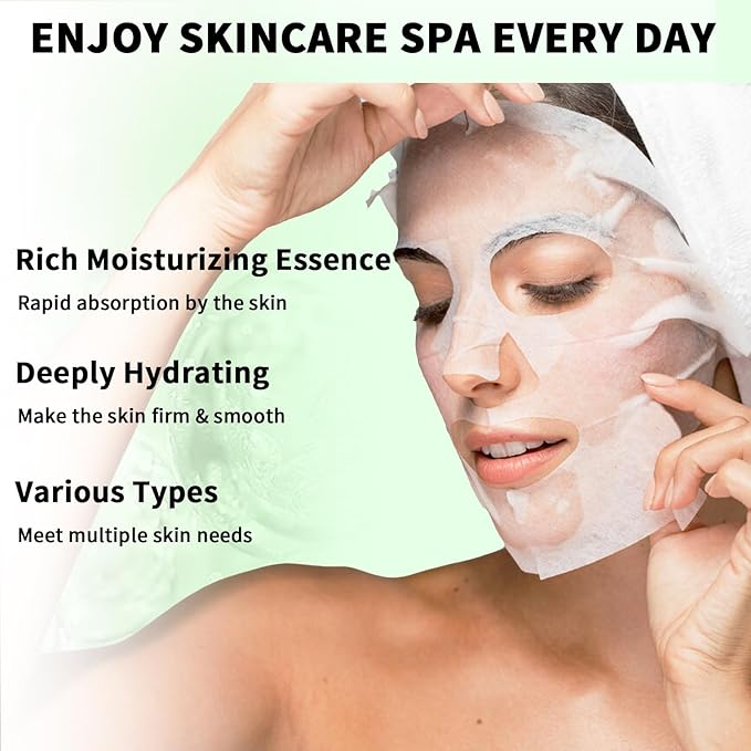 12 Pack Variety Face Masks Skincare for Women Sheet Face Mask for Kids Teens Girls, Hydrating Face Masks, Pamper Gift Bulk Face Mask Set Spa Party Gift for Kids Teens Girls Women, Valentine's Day Gift