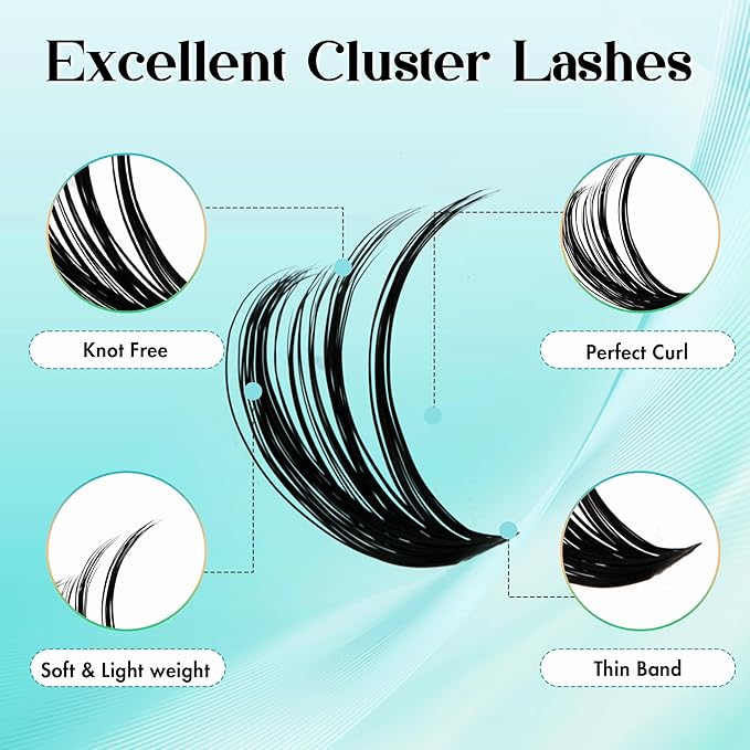 GEMERRY Fluffy Lash Extension Kit Thick Lash Clusters Kit Eyelash Clusters 280Pcs D Curl Eyelash Extension Kit With Lash Bond and Seal, Lash Tweezers, DIY Lash Extension(60P-10-18mm)