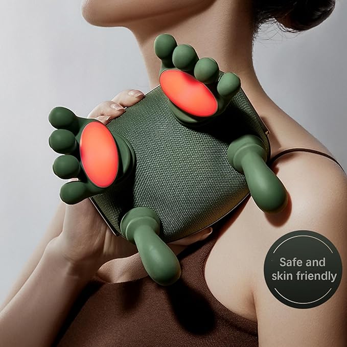 Portable Neck and Shoulder Massager with Soothing Heat, 4D Deep-Kneading Rechargeable Massage Device for Back and Body Use at Home, Office or On The Go