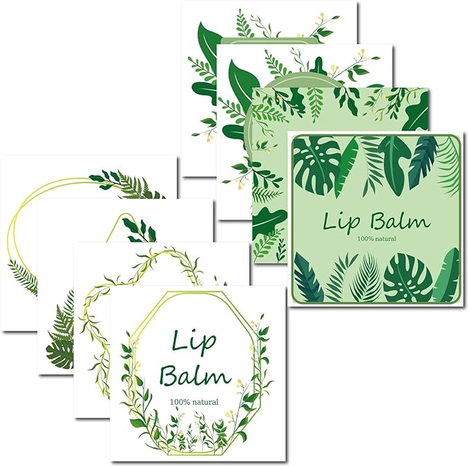 CRASPIRE Lip Balm Labels 80pcs Homemade Green）