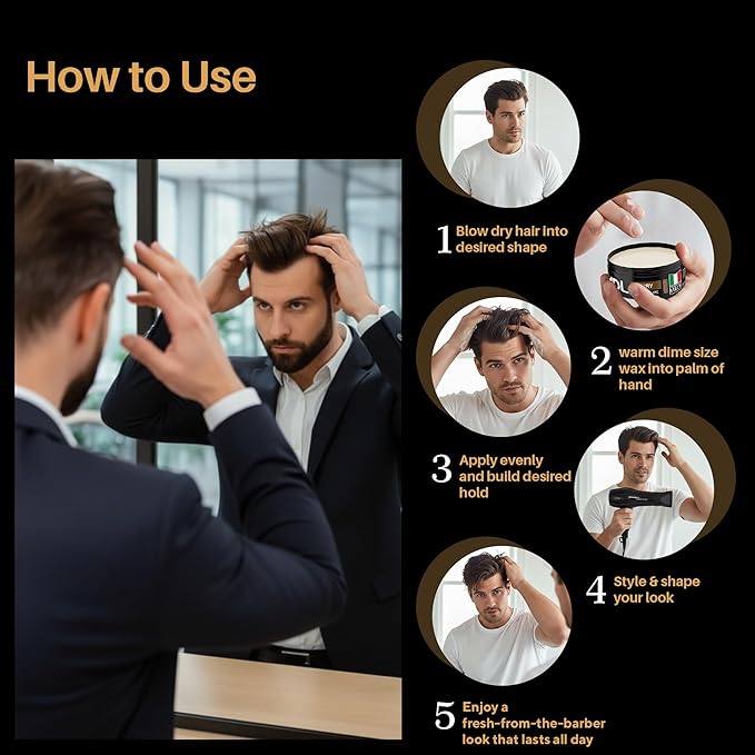 MY DE LUCA Sculpt Paste Hair Wax for Men, Water-Based Hair Wax Stick for Strong Hold Hairstyles and Dry Matte Finish Hair, Alternative to Hair Gel Stick, Alcohol Free, Made in Italy, 100 ml