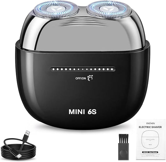 Mini Electric Shavers for Men, Electric Rotary Razor for Men, IPX7 Waterproof Rechargeable Portable Travel Shaver with Slide Touch Form Switch, Cordle
