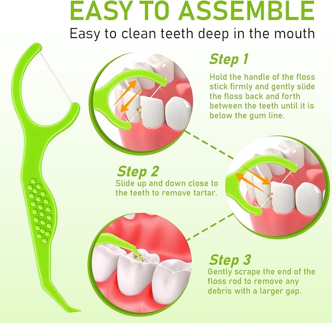Dental Floss Picks for Teeth, 100 Count Extra Strong Flosser Pick Fresh Mint Professional Tooth Picks Flossers for Adults Flossing Sticks Provide a Deep Cleaning with Portable Travel Case