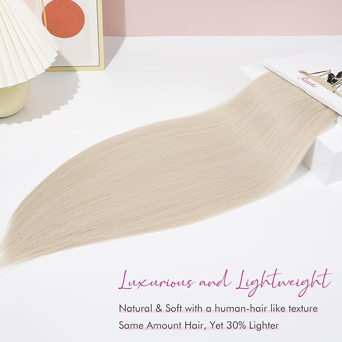 REECHO Hair Extensions, 11PCS Clip in Hair Extensions 28" Long Straight hair extensions HE005 Natural Soft Synthetic Hairpieces for Women Light Blonde