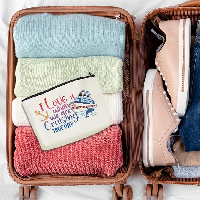Funny Cruise Ship Cosmetic Bag Cruise Gifts Summer Vacation Cruises Trip Makeup Bag Gifts for Cruises Lovers Women Soul Sister Her Girls Trip Gifts Favors Makeup Pouch Bag Birthday Christmas