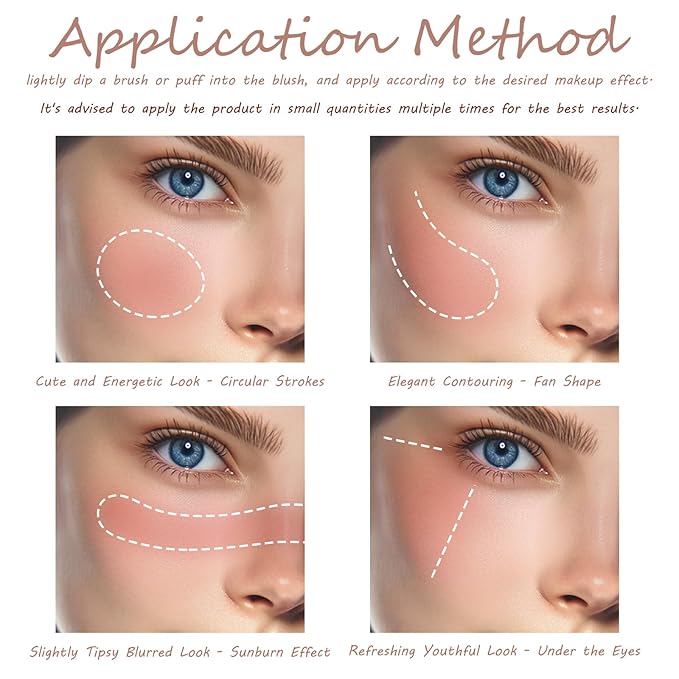 3 Color Matte Pink Blush Palette with Brush,