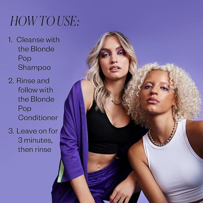 IGK BLONDE POP Purple Toning Shampoo & Conditioner Set | Neutralizes Brass + Brightens Blonde | Vegan + Cruelty-Free | 8 oz (Pack of 2)