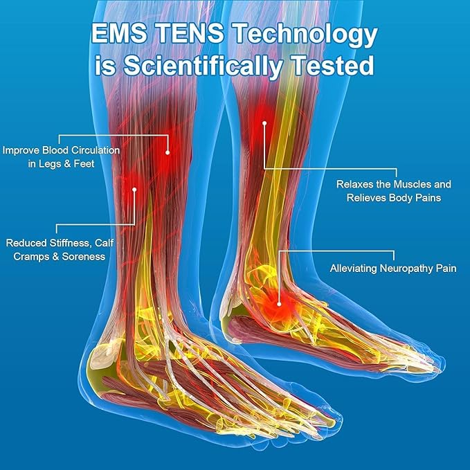 EMS Foot Stimulator Pro +, EMS Foot Massager for Neuropathy Foot Massager for Circulation and Pain Relief with TENS Unit Muscle Stimulator for Feet Body