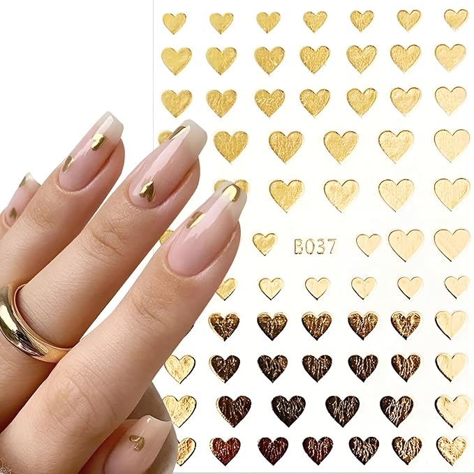 8 Sheets Valentine's Day Nail Art Stickers Heart Nail Supplies 3D Self-Adhesive Pegatinas Uñas Valentine's Day Nail Supplies Nail Art Design Decoration Accessories for Women and Girls